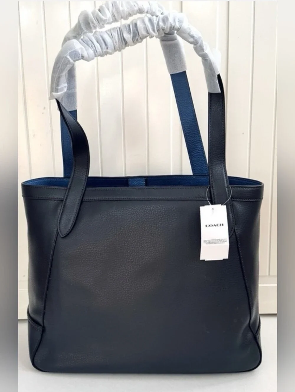 Coach C4063 City Tote Midnight Sky Blue Pebble Leather Shoulder Bag